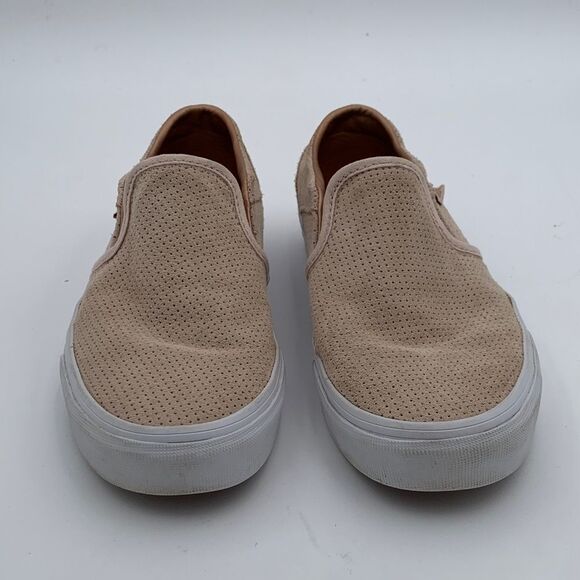 Vans woman’s dusty rose pink Perforated Slip-On Suede leather shoes size 7.5 - Picture 2 of 10